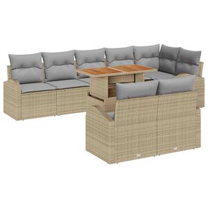 vidaXL Havesofa S&aelig;t med opbevaring 9 pcs Beige Poly rattan