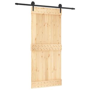 vidaXL Skyded&oslash;r Naturfarvet og sort 90 x 210 cm Massivt Fyrretr&aelig;