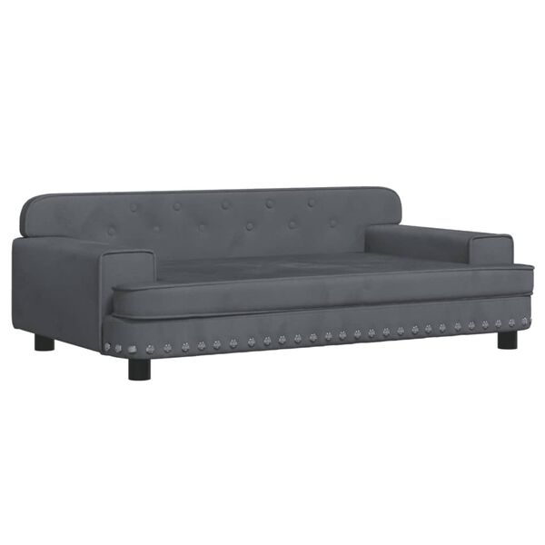 vidaXL sofa til b&oslash;rn 90x53x30 cm velour m&oslash;rkegr&aring;