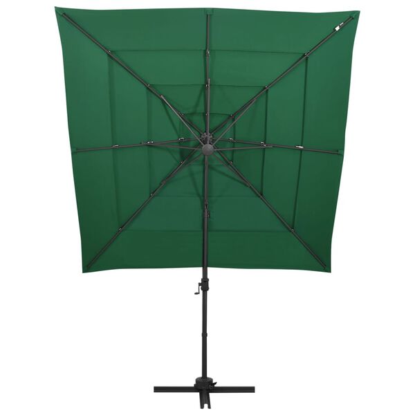 vidaXL parasol med aluminiumsstang 4 niveauer 250x250 cm grøn