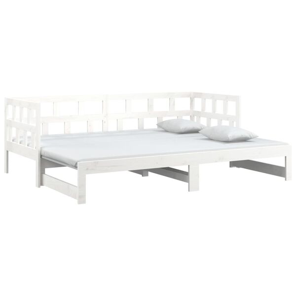 vidaXL daybed med udtræk 2x(90x200) cm massivt fyrretræ hvid