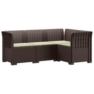 vidaXL 4-Persons Have Sofa med Puder Rattan Look PP Brun