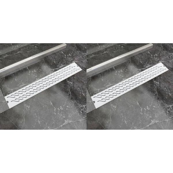 vidaXL lineære bruseafløb 2 stk. bølgedesign 730 x 140 mm rustfrit stål