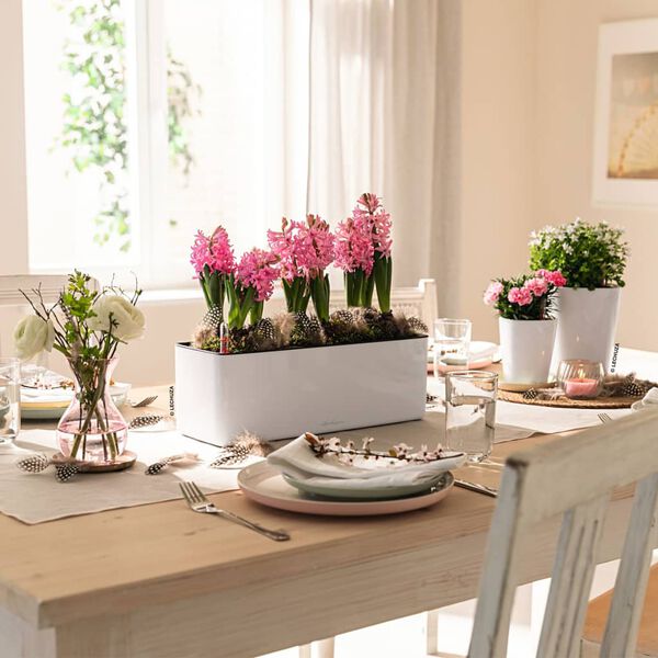 LECHUZA plantekasse CUBE Glossy Triple ALL-IN-ONE hvid h&oslash;jglans