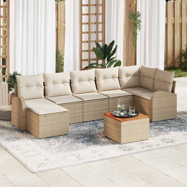 vidaXL Havesofa Sæt 8 pcs Beige og hvid