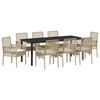 vidaXL Have Spisebordss&aelig;t 9 stk. Beige polyrattan