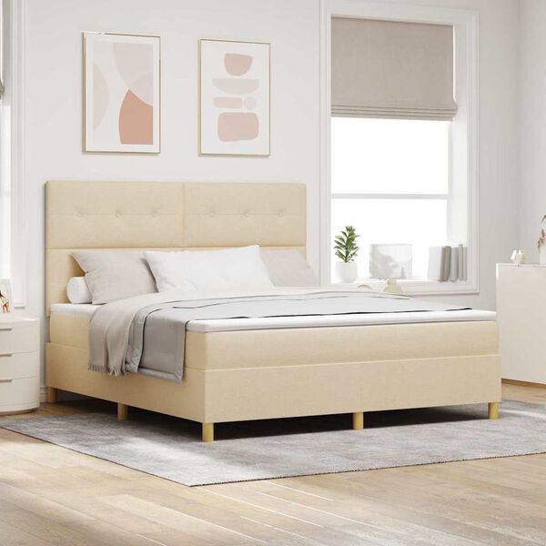 vidaXL Box spring seng med madras Creme 180 x 200 cm Stof