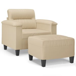 vidaXL sofastol med fodskammel 60 cm mikrofiberstof Cremefarvet
