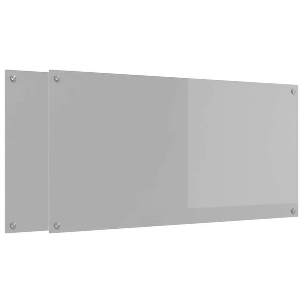 vidaXL K&oslash;kken bagv&aelig;g 2 pcs Lysegr&aring; 120 x 60 cm h&aelig;rdet glas