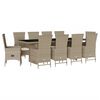 vidaXL spisebordss&aelig;t til haven 11 dele med hynder polyrattan beige
