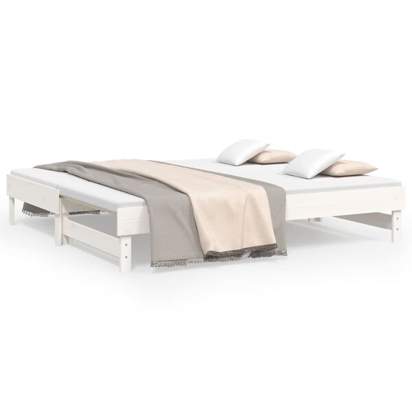 vidaXL daybed med udtr&aelig;k 2x(75x190) cm massivt fyrretr&aelig; hvid