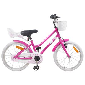 vidaXL B&oslash;rnecykel 18 tommer til 5-7 &aring;r gammel M&oslash;rk pink