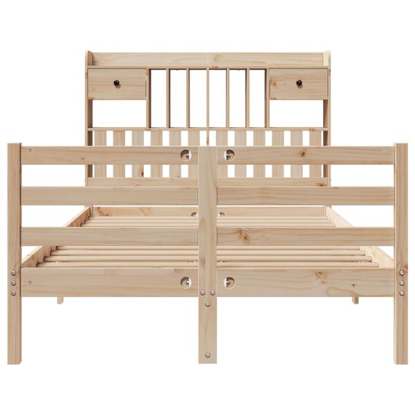 vidaXL seng med reol uden madras 135x190 cm massivt fyrretr&aelig;