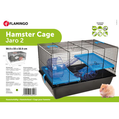 FLAMINGO hamsterbur Jaro 2 50,5x33x32x5 cm sort og blå