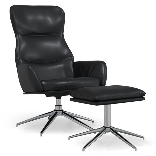 vidaXL l&aelig;nestol med skammel kunstl&aelig;der skinnende sort