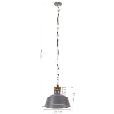 vidaXL industriel hængelampe 32 cm E27 grå