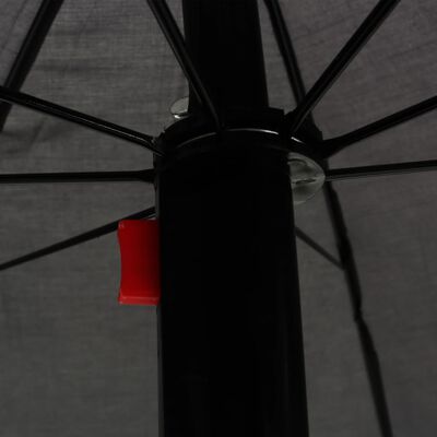 vidaXL udendørs solseng med parasol polyrattan grå