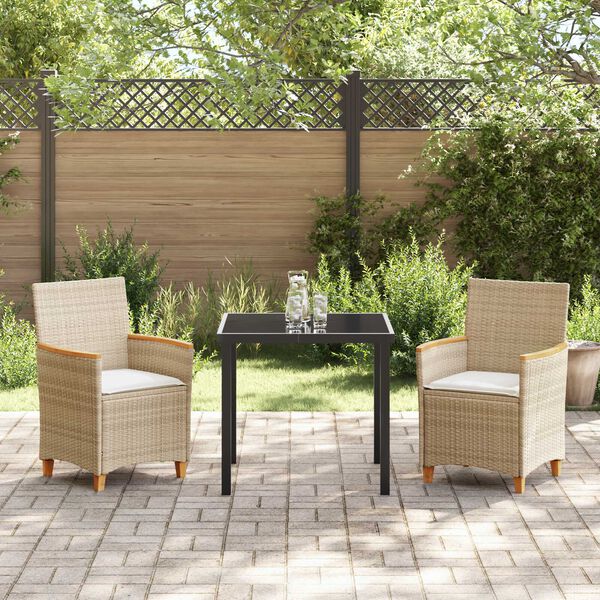 vidaXL Have Spisebordssæt 3 pcs Beige polyrattan