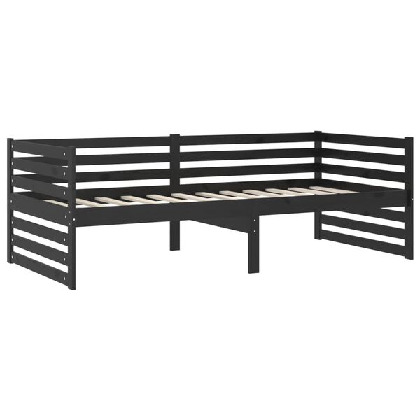vidaXL daybed med skuffer 90x200 cm massivt fyrretr&aelig; sort