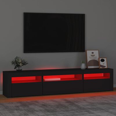 vidaXL tv-bord med LED-lys 195x35x40 cm sort