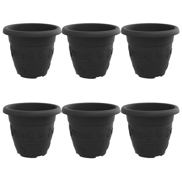 vidaXL Rund Blomsterpotte 6 pcs Sort &Oslash; 26 x 21.5 cm Plastik