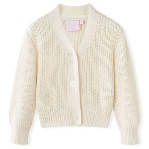 Strikket cardigan til b&oslash;rn str. 92 strik snehvid