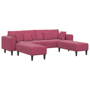 vidaXL Sofa med pude 3 pcs Vinr&oslash;d Fl&oslash;jl