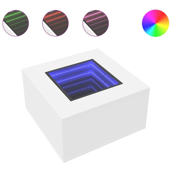 vidaXL sofabord med LED-lys 60x60x40 cm konstrueret træ hvid