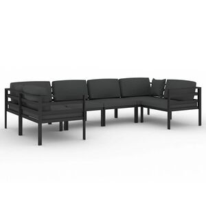 vidaXL lounges&aelig;t til haven 6 dele med hynder aluminium antracitgr&aring;