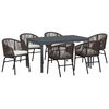 vidaXL Have Spisebordss&aelig;t 7 stk. Brun polyrattan