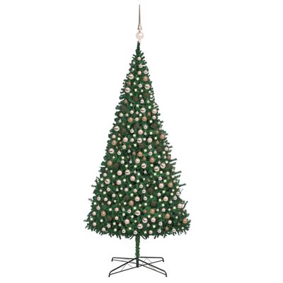vidaXL kunstigt juletræ med LED-lys og kuglesæt 400 cm grøn