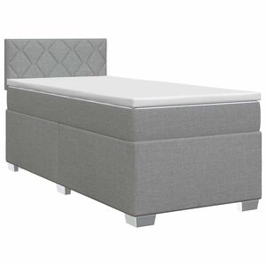 vidaXL Boxmadras med topmadras med hovedg&aelig;rde Lysegr&aring; 90 x 190 cm Stof