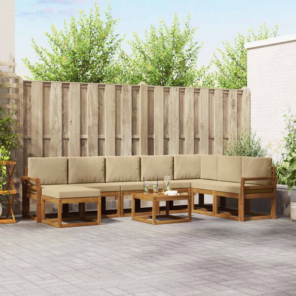 vidaXL Udend&oslash;rs sofagruppe med pude 9 pcs Naturlig og Beige