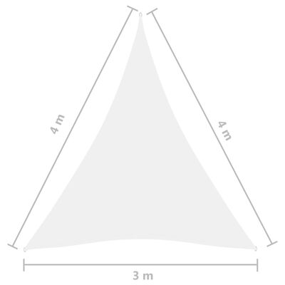 vidaXL solsejl 3x4x4 m trekantet oxfordstof hvid