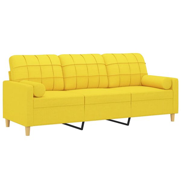 vidaXL 3-personers sofa med pyntepuder 180 cm stof lysegul