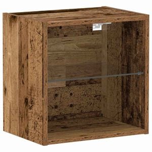 vidaXL Flydende hylde med LED lys med hylde Brun 40 x 28,5 x 40 cm