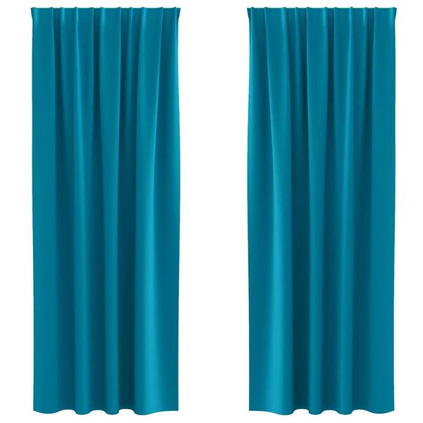 vidaXL M&oslash;rkl&aelig;gningsgardiner med ringe 2 pcs Turkis 245 x 140 cm