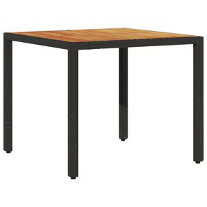vidaXL havebord med akacietop 90x90x75 cm polyrattan sort