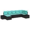 vidaXL Havesofa S&aelig;t 7 stk. Sort polyrattan