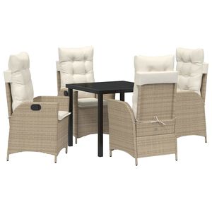 vidaXL Have Spisebordss&aelig;t 5 stk. Beige polyrattan