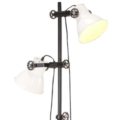 vidaXL gulvlampe med 2 lampeskærme E27 støbejern hvid