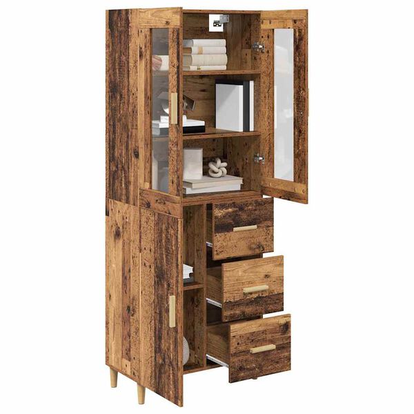 vidaXL Highboard Gammelt tr&aelig; 69,5 x 34 x 180 cm Konstrueret tr&aelig;