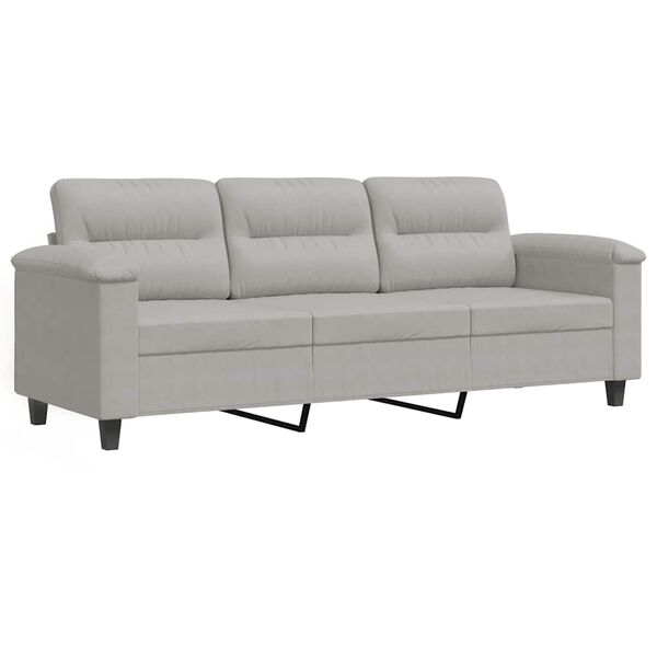vidaXL 3-personers sofa 180 cm mikrofiberstof lysegr&aring;
