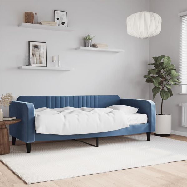 vidaXL daybed med madras 90x200 cm velour blå
