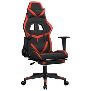 vidaXL gamingstol m. massagefunktion og fodst&oslash;tte kunstl&aelig;der sort r&oslash;d