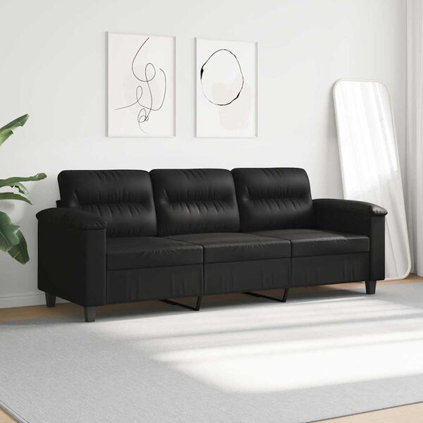 vidaXL 3-personers sofa 180 cm mikrofiberstof sort