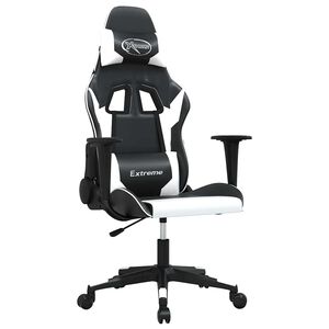 vidaXL gamingstol med massagefunktion kunstl&aelig;der sort og hvid