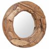 vidaXL dekorativt spejl i teak 60 cm rundt