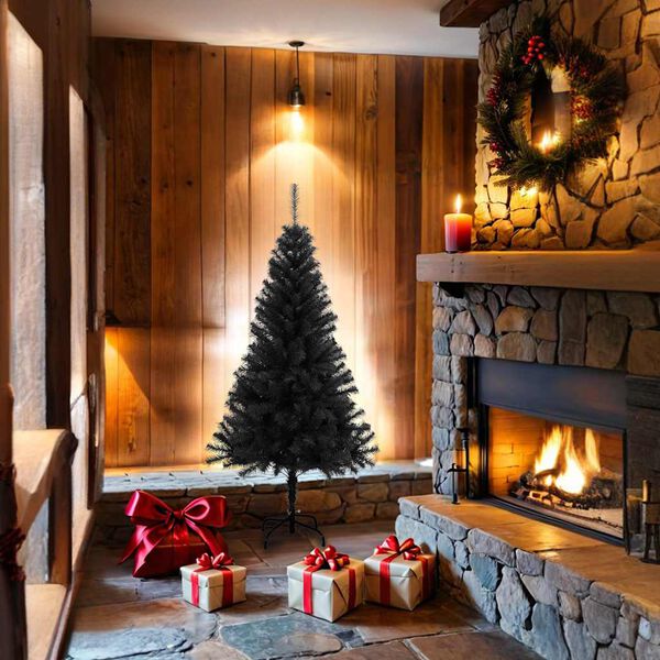 vidaXL kunstigt juletræ med juletræsfod 150 cm PVC sort