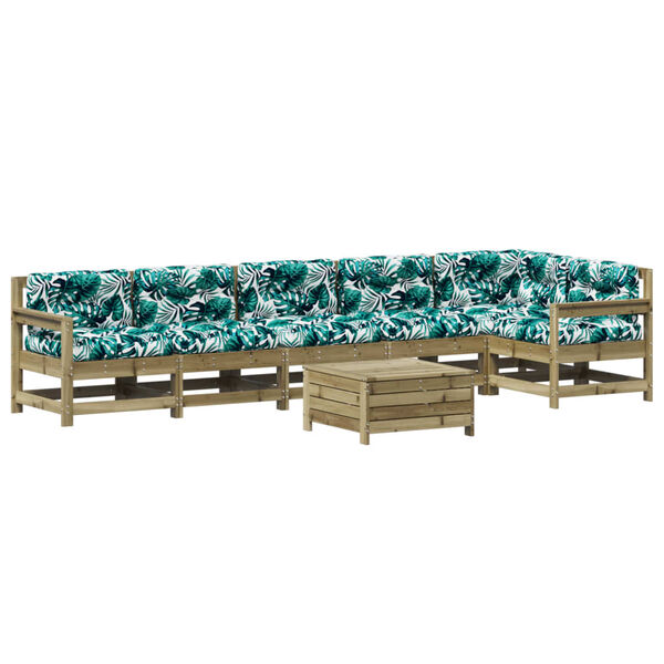 vidaXL lounges&aelig;t til haven 7 dele med hynder impr&aelig;gneret fyrretr&aelig;